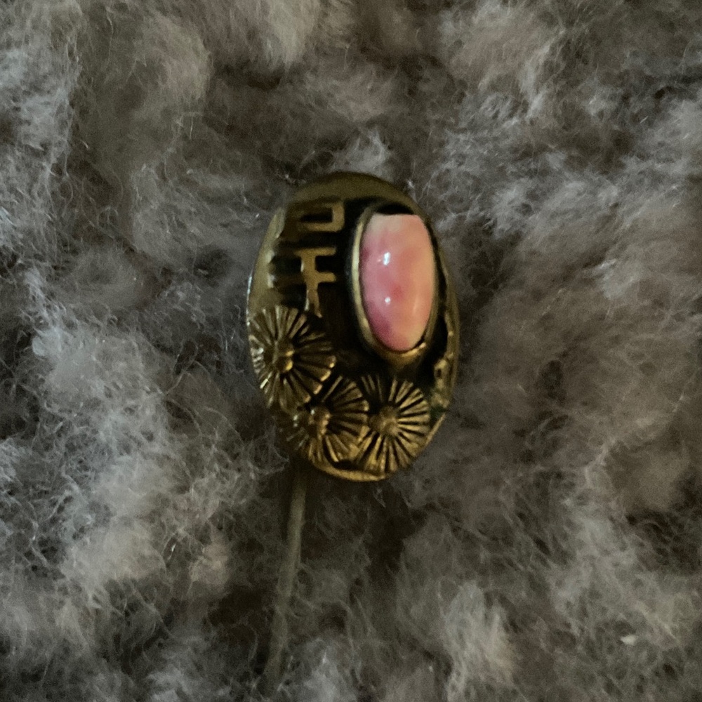 Vintage Gold and Pink Stick Pin Hat Pin